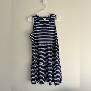 J. Crew Nautical - Navy/White Striped Sleeveless Knee-Length Dress - S